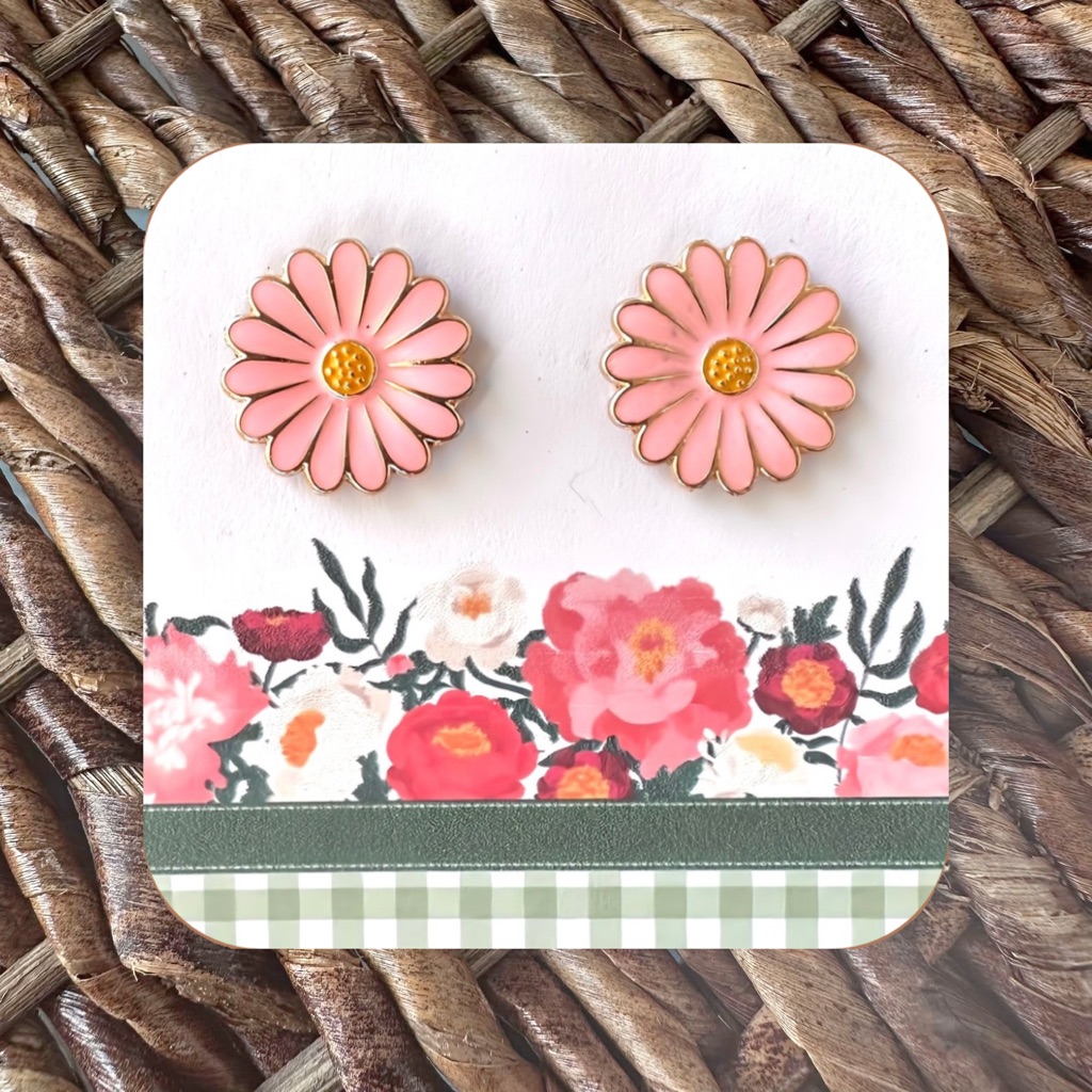 New Handmade Pink Daisy Stud Earrings 075 Diameter Version 3 13$